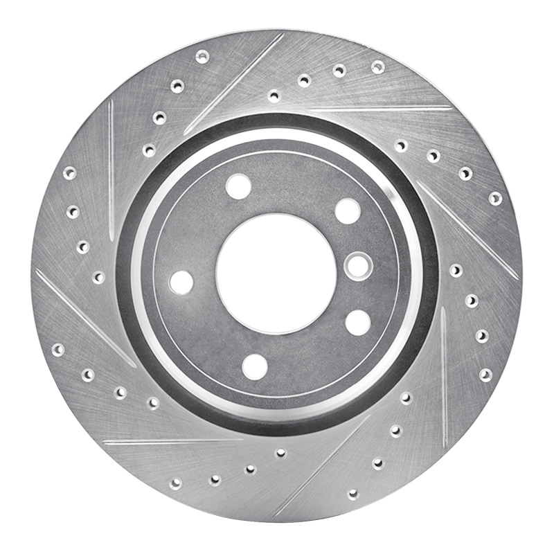 BMW Z8 Brake Rotor (1) - Rear Left - R1 Concepts - Drilled & Slotted - Silver - `95-`03